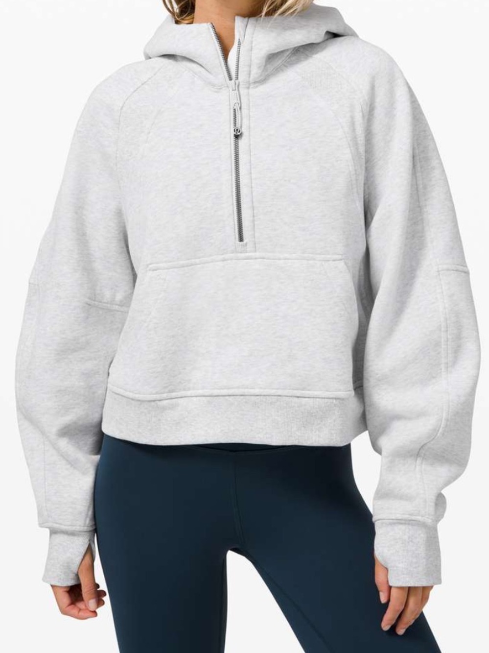 lululemon athletica Heathered Light Gray Half-Zip Scuba Hoodie